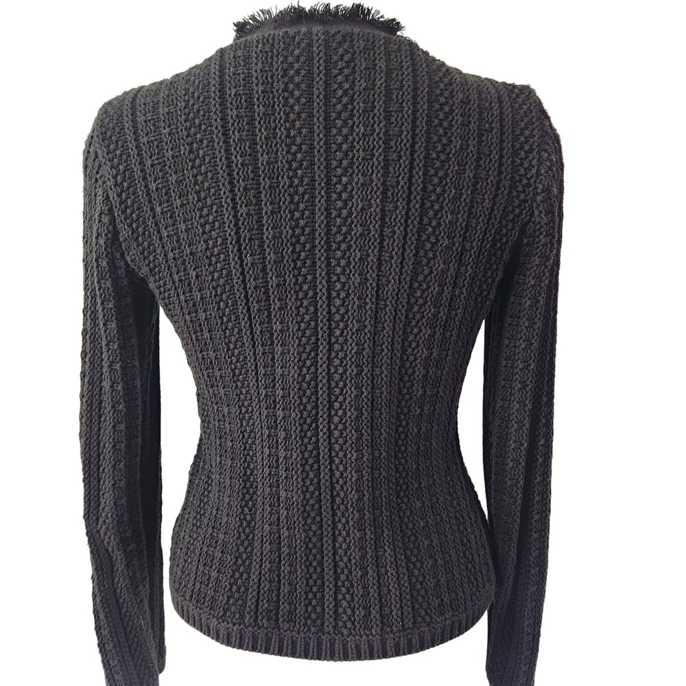 Express Black Knit Cardigan Old Money style Gold Button Womens size Small Cotton - Picture 4 of 9